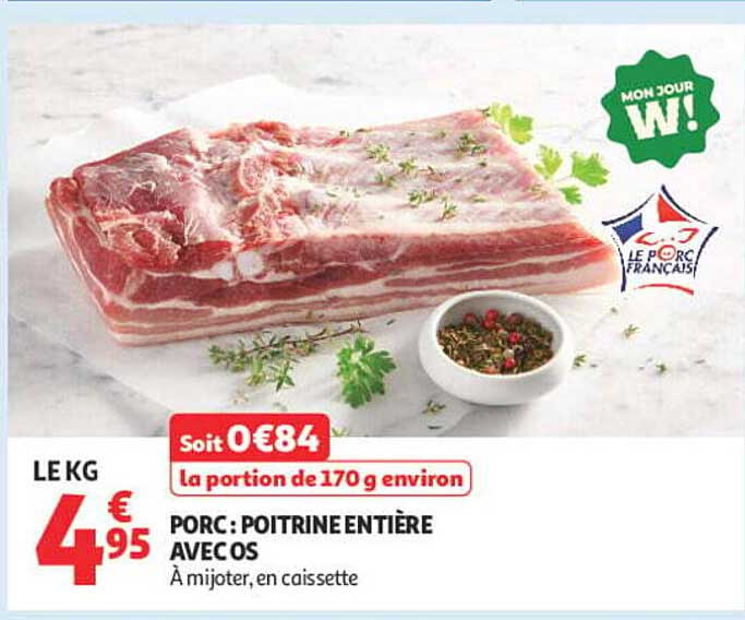 PORC : POITRINE ENTIÈRE AVEC OS