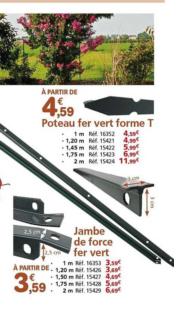 Poteau fer vert forme T