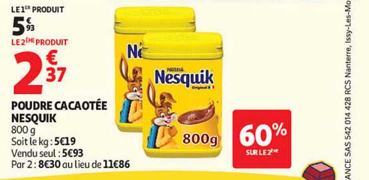 POUDRE CACAOYÉE NESQUIK