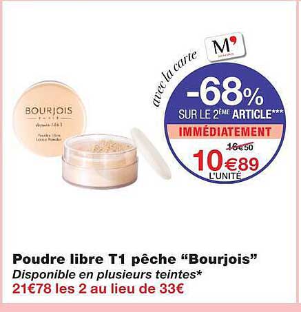 Poudre libre T1 pêche “Bourjois”
