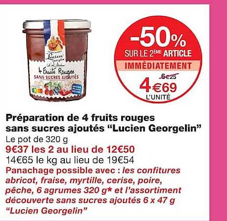 Préparation de 4 fruits rouges sans sucres ajoutés "Lucien Georgelin"