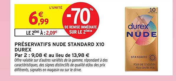 PRÉSERVATIFS NUDE STANDARD X10 DUREX