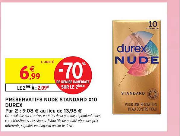 PRÉSERVATIFS NUDE STANDARD X10 DUREX