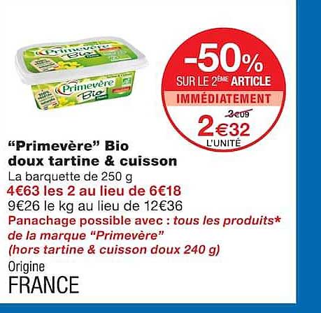 “Primevère” Bio doux tartine & cuisson