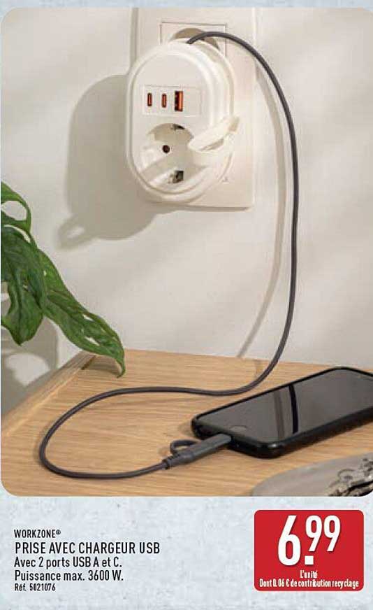 PRISE AVEC CHARGEUR USB