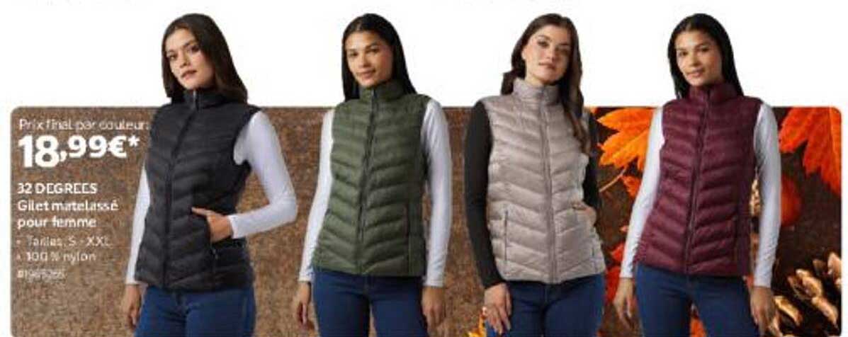 Prix final par couleur 18,99€* 32 DEGREES Gilet matelassé pour femme