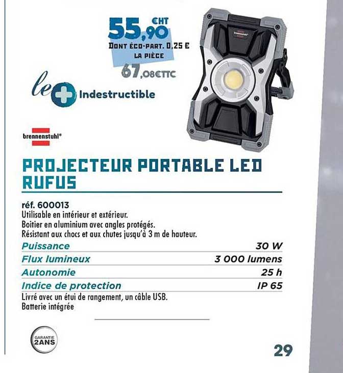 PROJECTEUR PORTABLE LED RUFUS