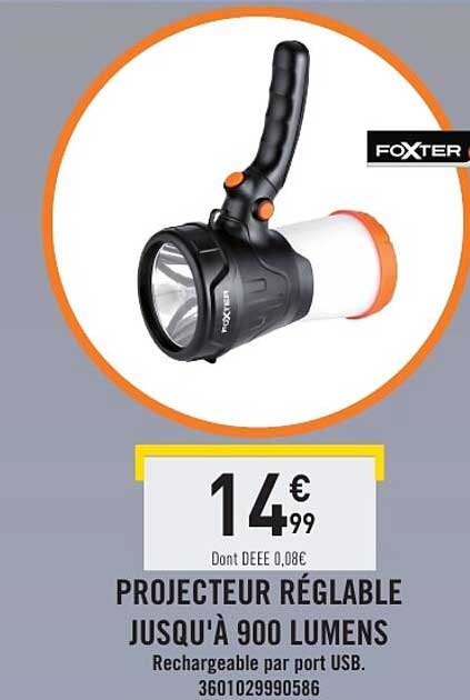 PROJECTEUR RÉGLABLE JUSQU'À 900 LUMENS