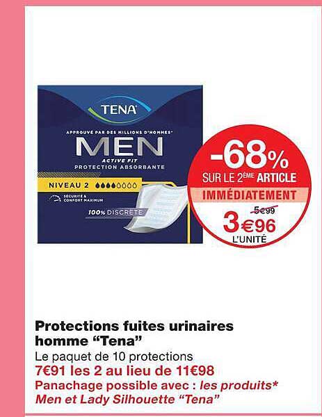 Protections fuites urinaires homme “Tena”