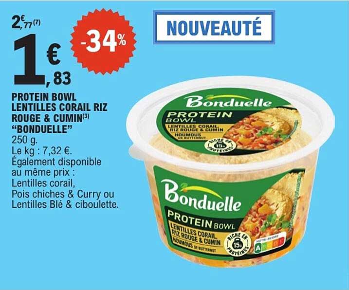 PROTEIN BOWL LENTILLES CORAIL RIZ ROUGE & CUMIN(3) “BONDUELLE”