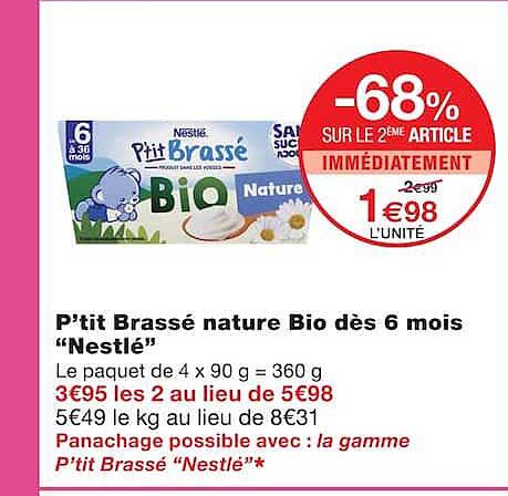 P'tit Brassé nature Bio dès 6 mois “Nestlé”