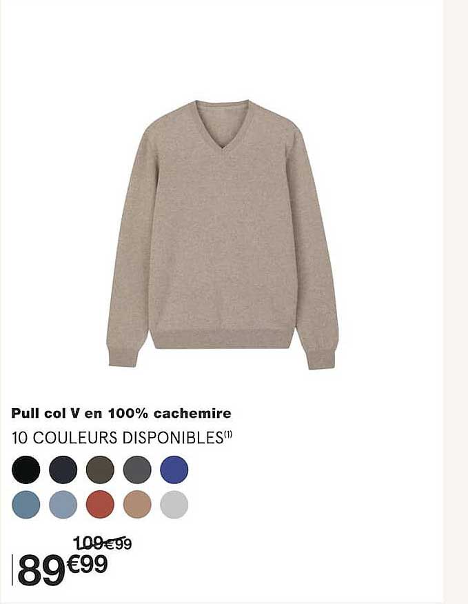 Pull col V en 100% cachemire