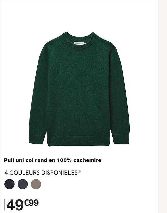Pull uni col rond en 100% cachemire