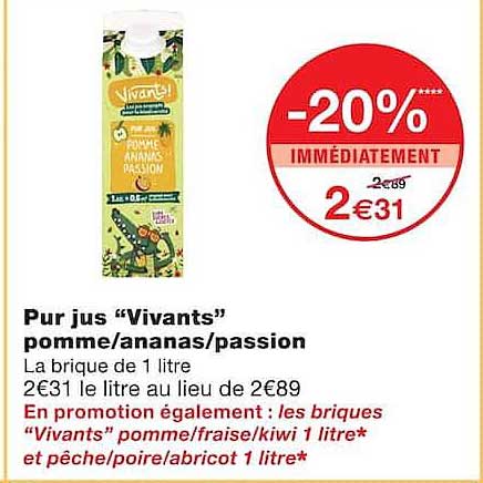 Pur jus “Vivants” pomme/ananas/passion