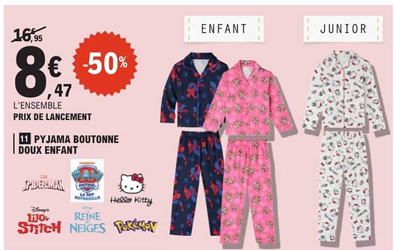 PYJAMA BOUTONNE DOUX ENFANT