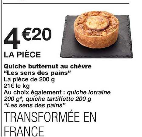 Quiche butternut au chèvre “Les sens des pains”