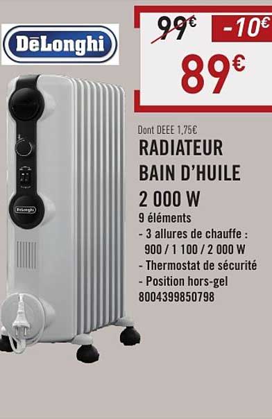 RADIATEUR BAIN D'HUILE 2 000 W