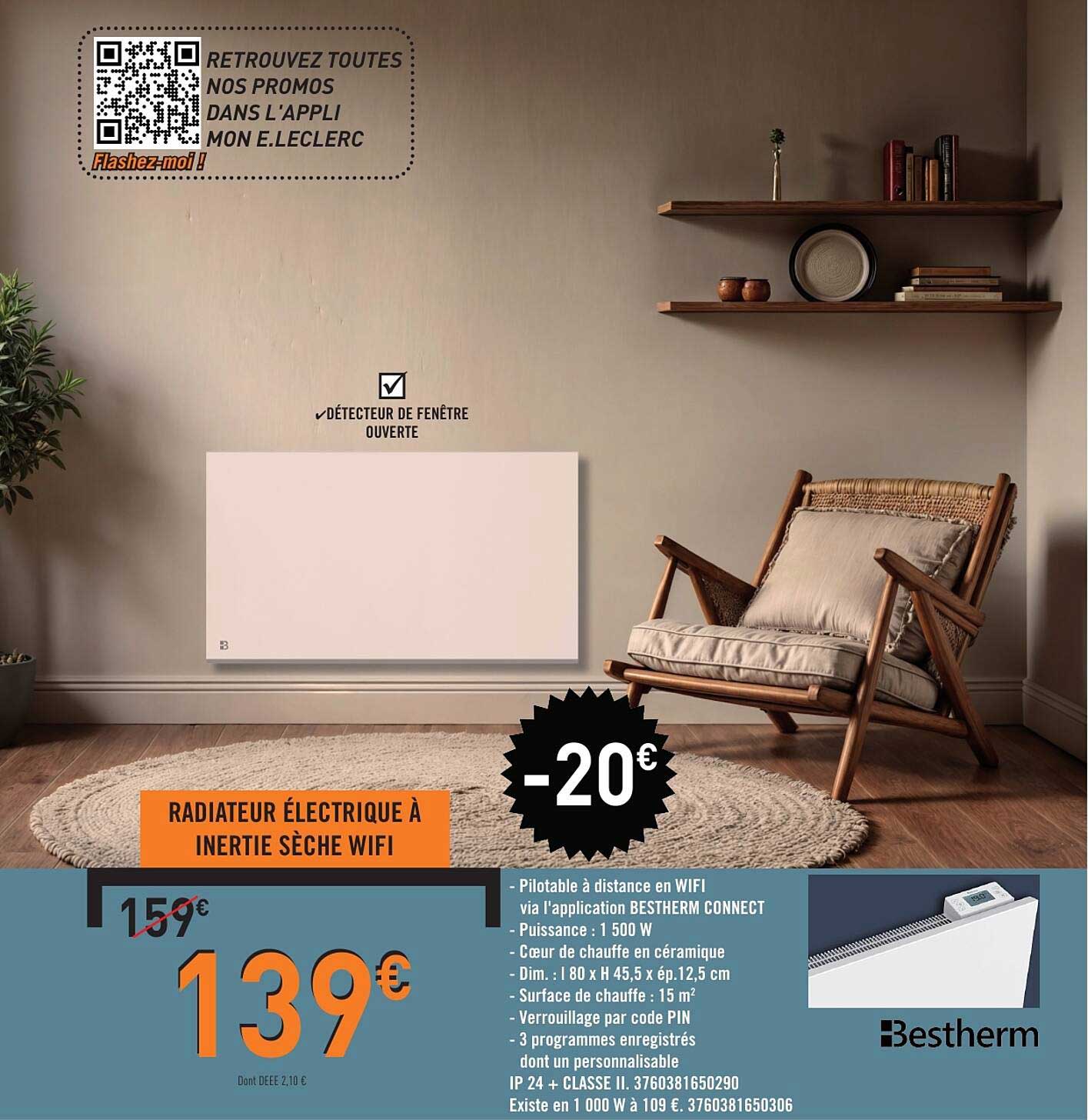 RADIATEUR ÉLECTRIQUE À INERTIE SÈCHE WIFI