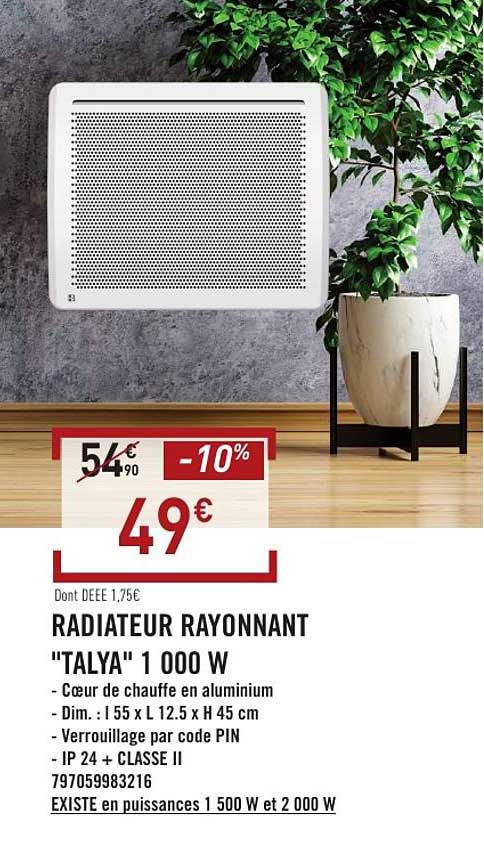 RADIATEUR RAYONNANT "TALYA" 1 000 W