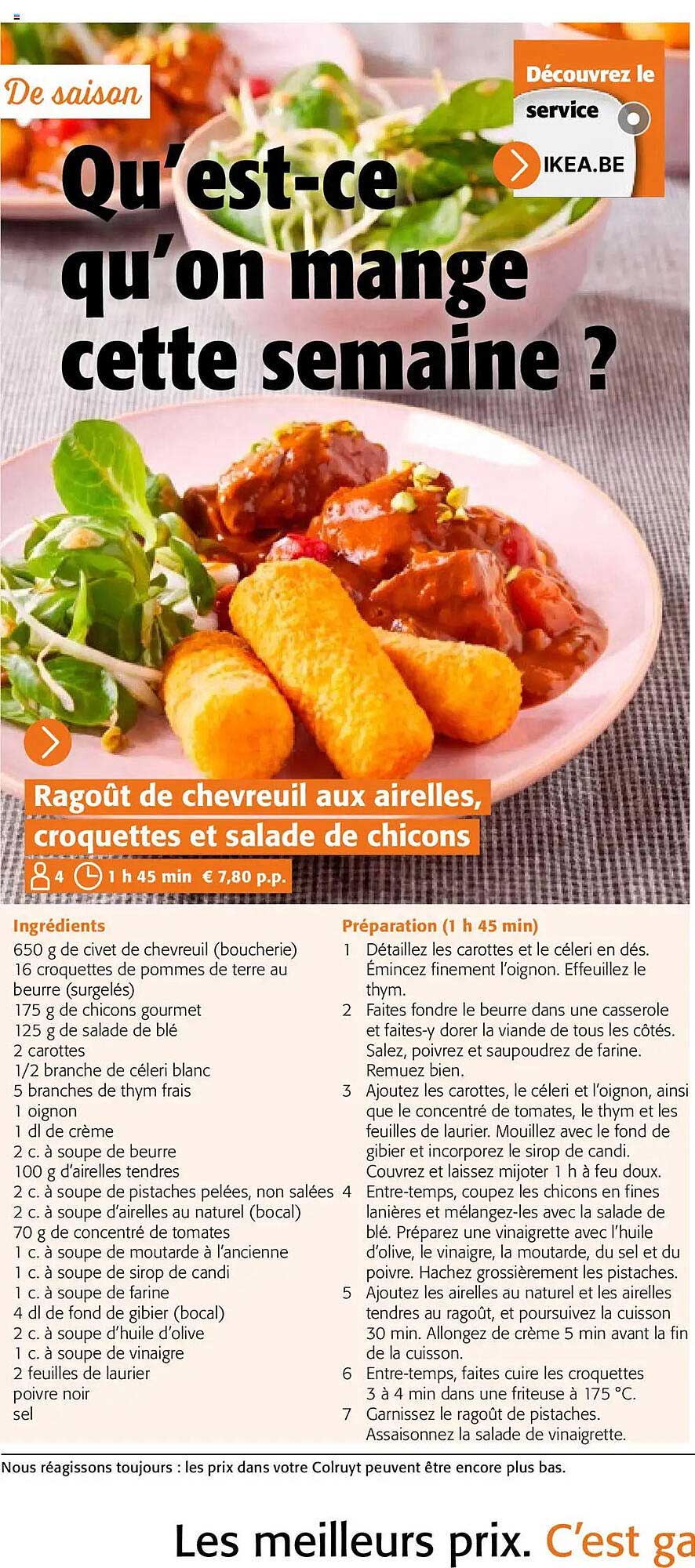 Ragoût de chevreuil aux airelles, croquettes et salade de chicons