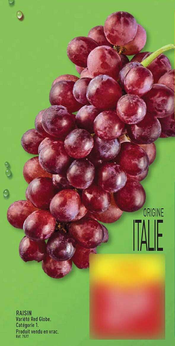 RAISIN Variété Red Globe. Catégorie 1. Produit vendu en vrac. Réf. 7577