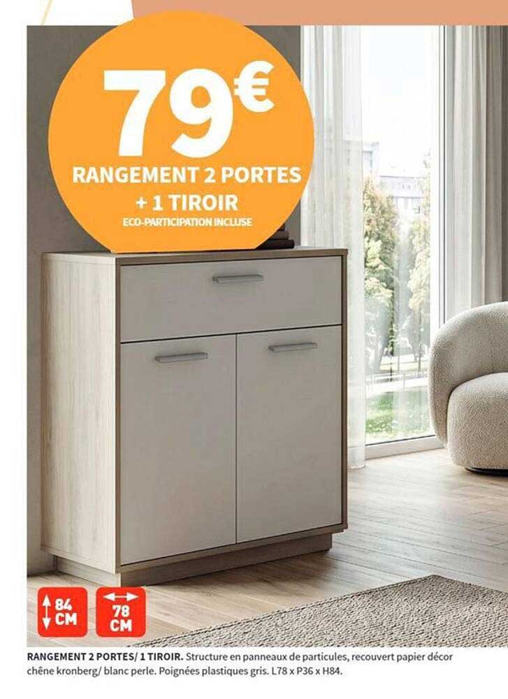 RANGEMENT 2 PORTES + 1 TIROIR