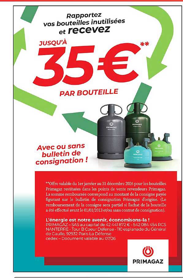 Rapportez vos bouteilles inutilisées et recevez jusqu’à 35€ par bouteille