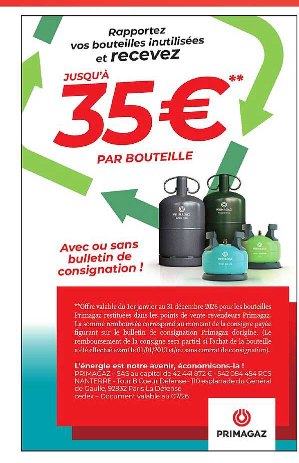 Rapportez vos bouteilles inutilisées et recevez jusqu’à 35€ par bouteille