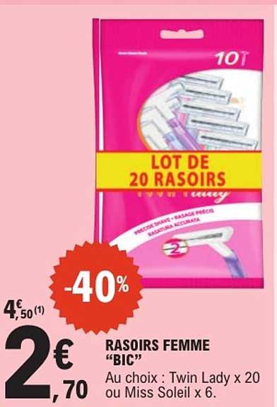 RASOIRS FEMME “BIC” Au choix : Twin Lady x 20 ou Miss Soleil x 6.