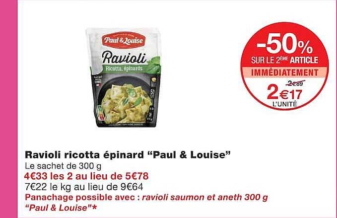 Ravioli ricotta épinard “Paul & Louise”