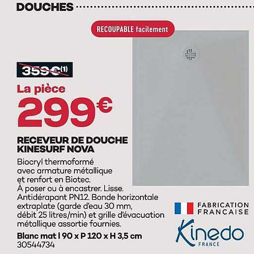 RECEVEUR DE DOUCHE KINESURF NOVA