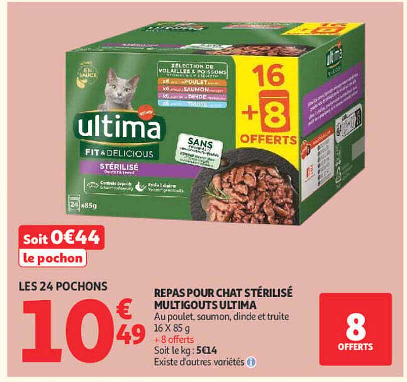 REPAS POUR CHAT STÉRILISÉ MULTIGOUTS ULTIMA
