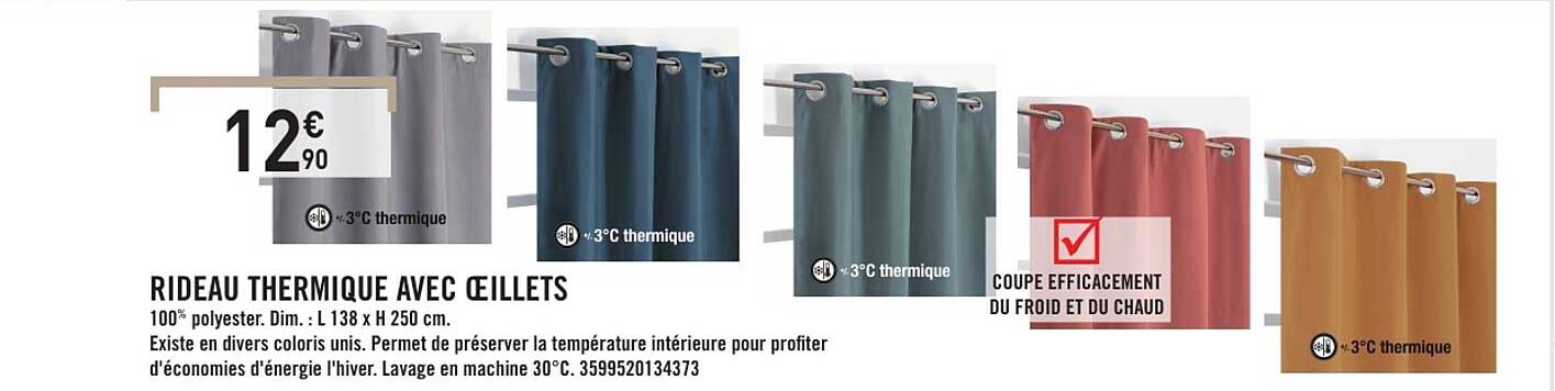 RIDEAU THERMIQUE AVEC ŒILLETS