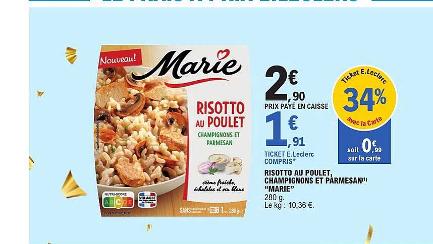 RISOTTO AU POULET CHAMPIGNONS ET PARMESAN "MARIE"