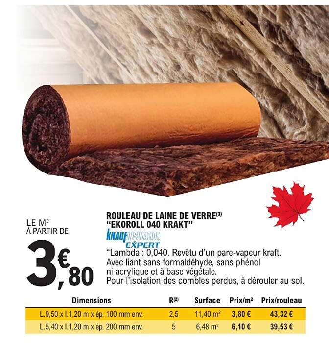 ROULEAU DE LAINE DE VERRE(3) “EKOROLL 040 KRAKT”