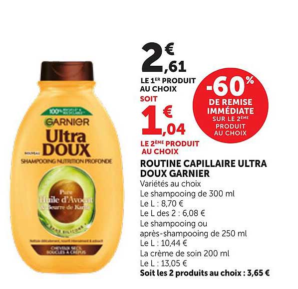 ROUTINE CAPILLAIRE ULTRA DOUX GARNIER