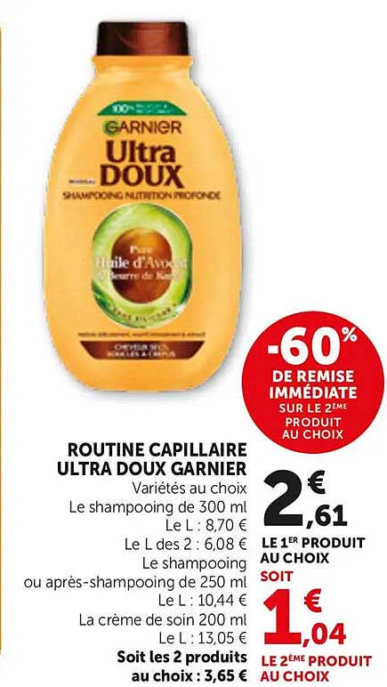 ROUTINE CAPILLAIRE ULTRA DOUX GARNIER