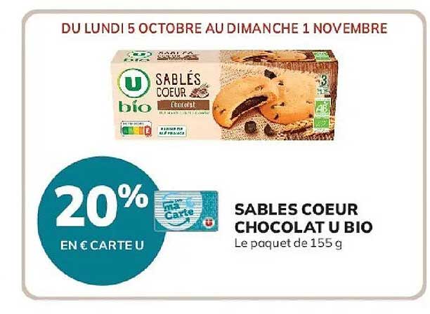 SABLES COEUR CHOCOLAT U BIO