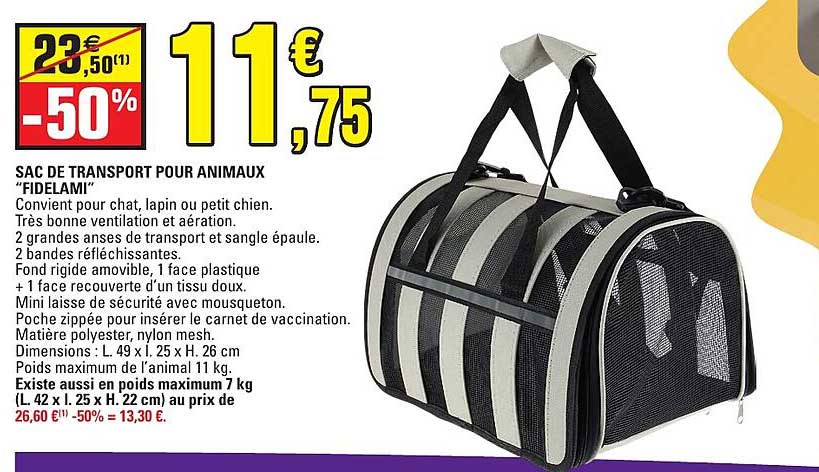 SAC DE TRANSPORT POUR ANIMAUX "FIDELAMI"