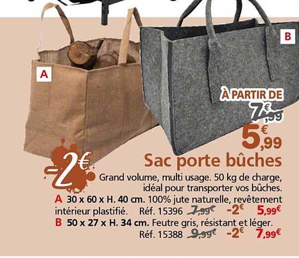 Sac porte bûches