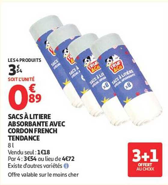 SACS À LITIÈRE ABSORBANTE AVEC CORDON FRENCH TENDANCE