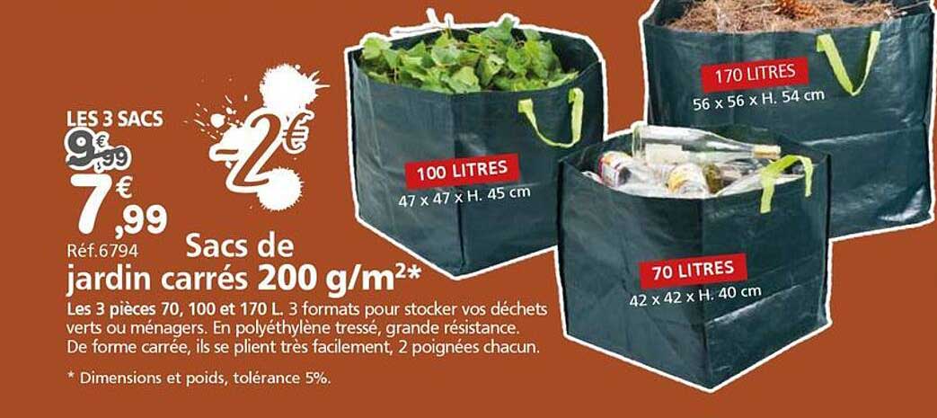 Sacs de jardin carrés 200 g/m²*