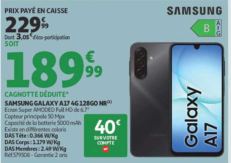SAMSUNG GALAXY A17 4G 128GO NR