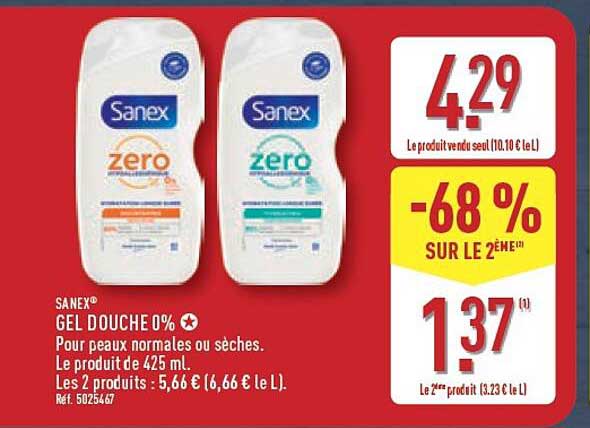 SANEX GEL DOUCHE 0%