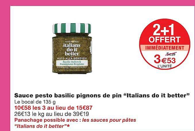 Sauce pesto basilic pignons de pin “Italians do it better”