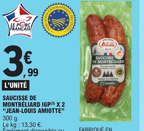 SAUCISSE DE MONTBÉLIARD IGP(3) X 2 “JEAN-LOUIS AMIOTTE”