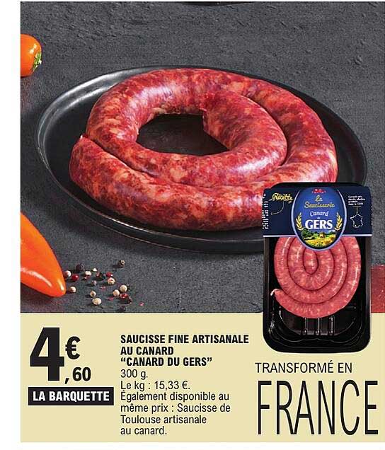 SAUCISSE FINE ARTISANALE AU CANARD “CANARD DU GERS”