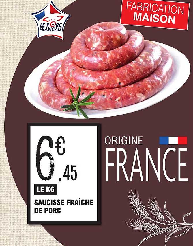 SAUCISSE FRAÎCHE DE PORC