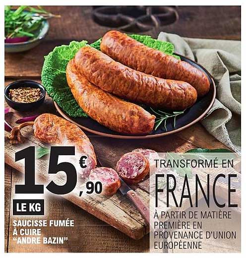 SAUCISSE FUMÉE À CUIRE "ANDRE BAZIN"