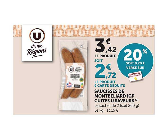 SAUCISSES DE MONTBELIARD IGP CUITES U SAVEURS